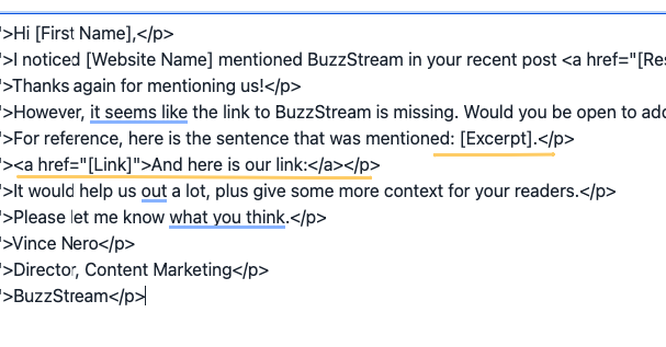 updating the code in the text editor on the buzzmarker