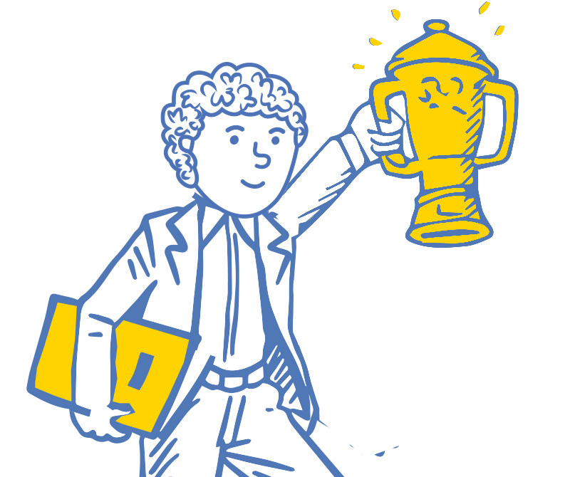 best pr newsletters guy with a trophy