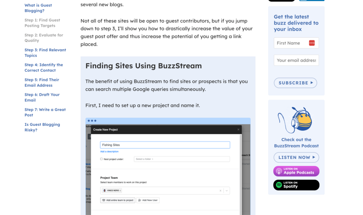 blue outline for using buzzstream