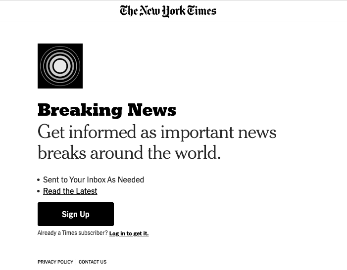 nytimes breaking news subscription