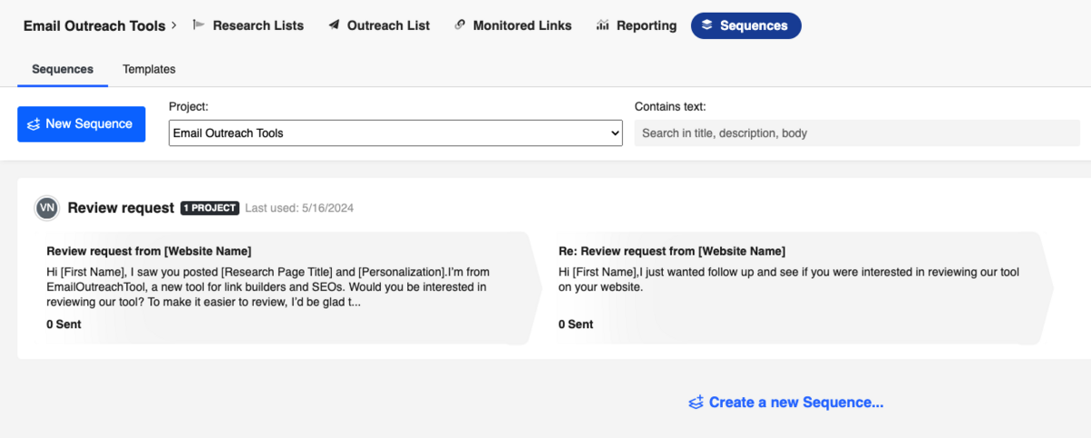 setting up a sequence