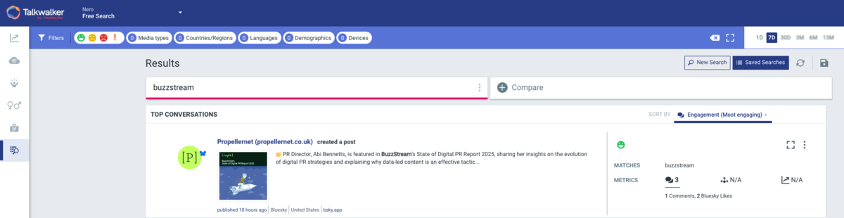 buzzstream mentions in talkwalker
