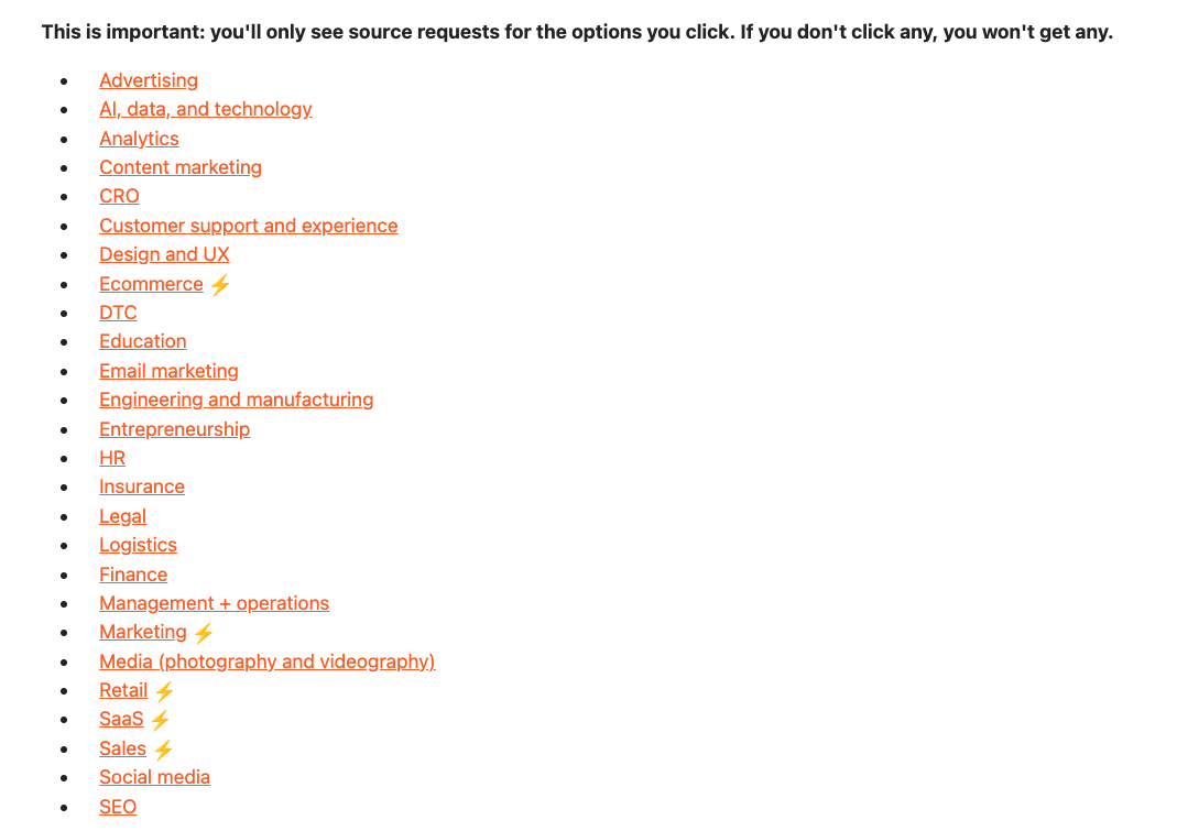 source requests list