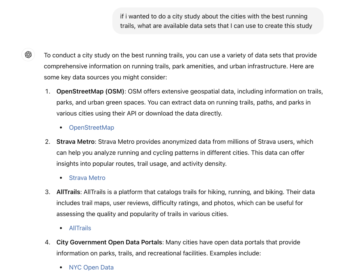 best cities for running query on chatgpt
