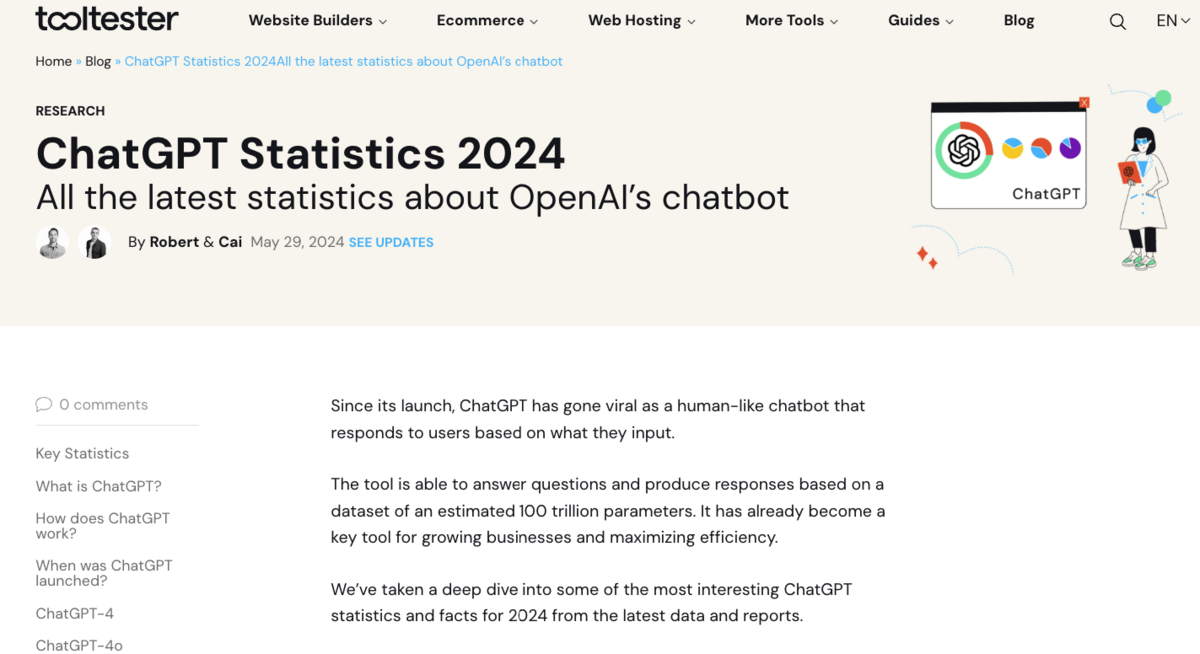 tooltester's chatgpt statistics