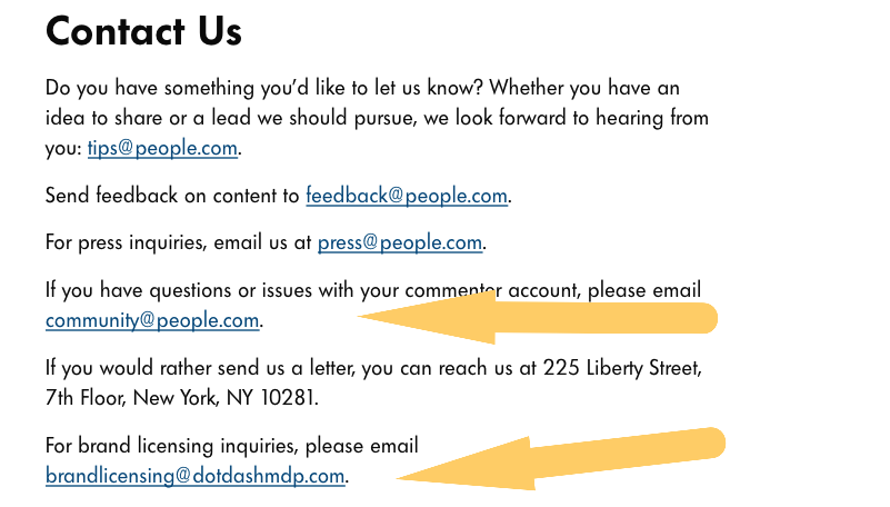 contact us says different domains