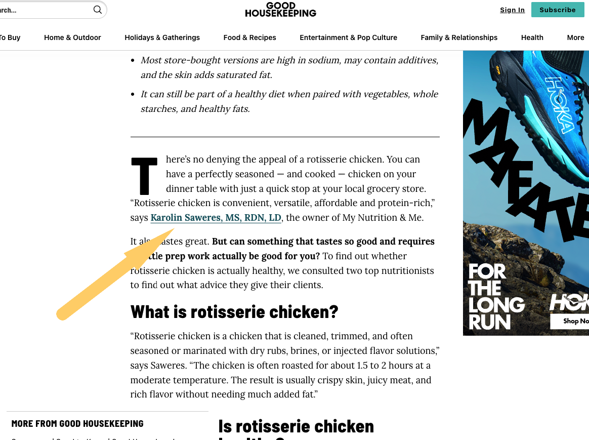 good housekeeping citation of an expert