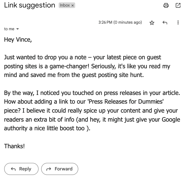 link insertion email