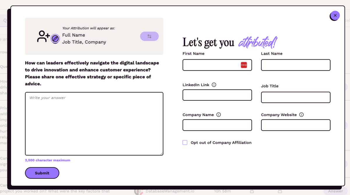 an example of a featured request and how to fill it out