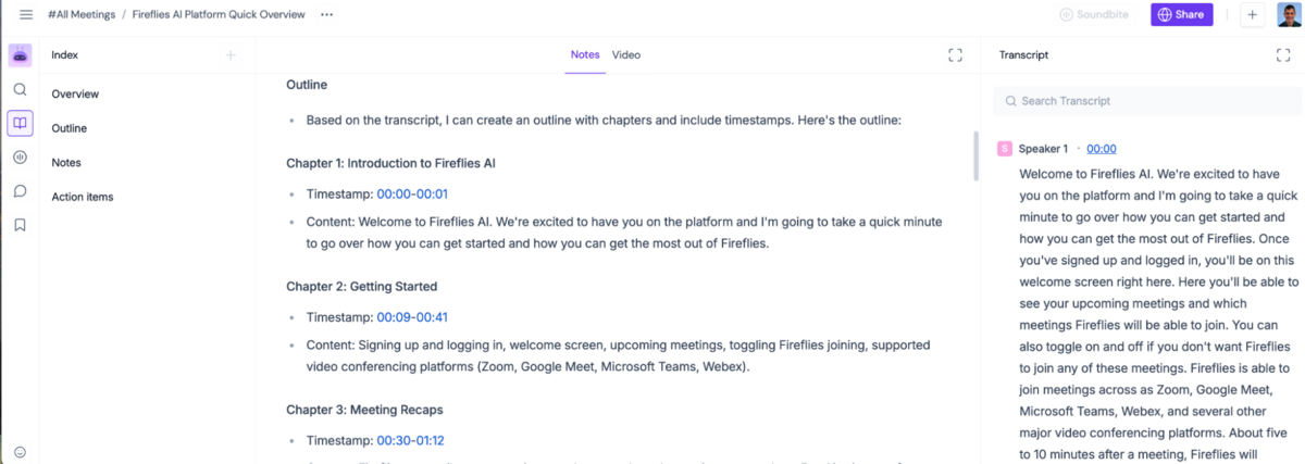 fireflies transcription screenshot