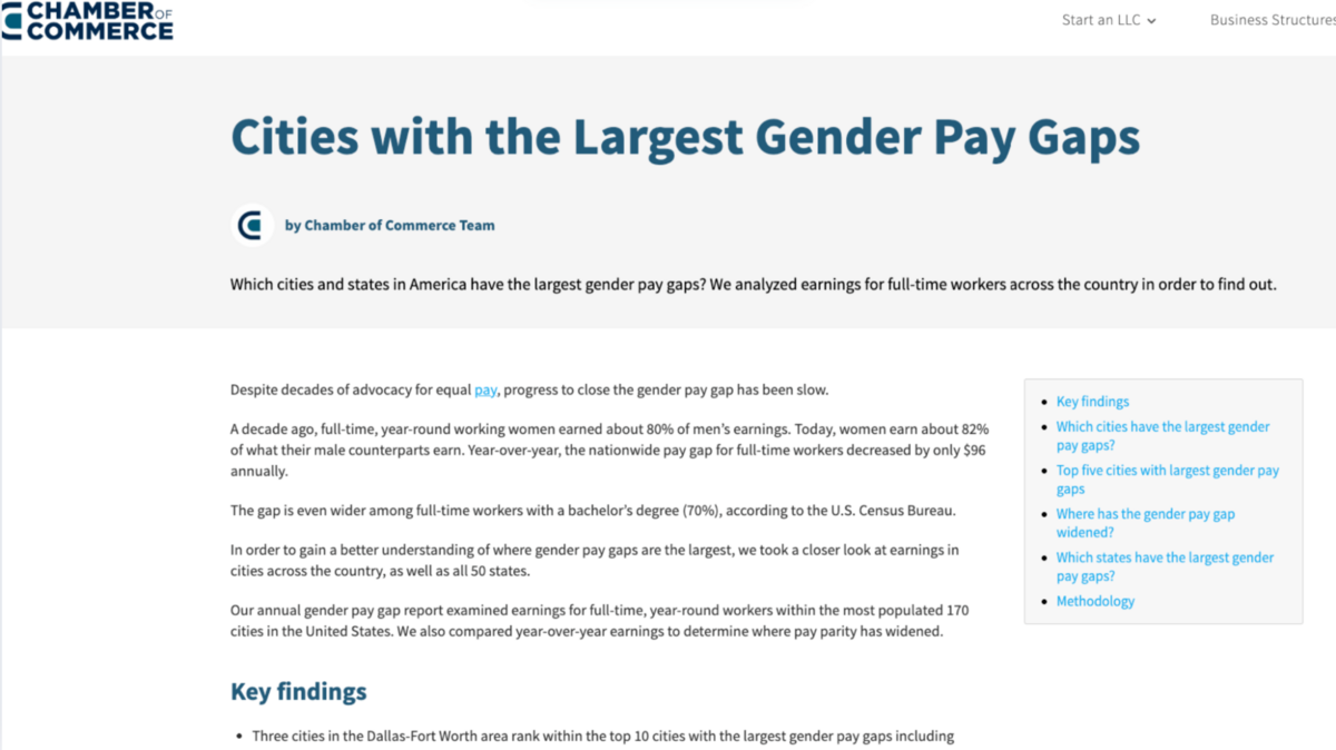 cities with the largest gender pay gaps