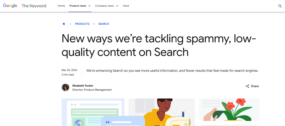 spammy, low quality content on search