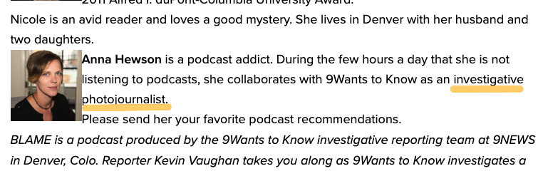 investigative photojournalist