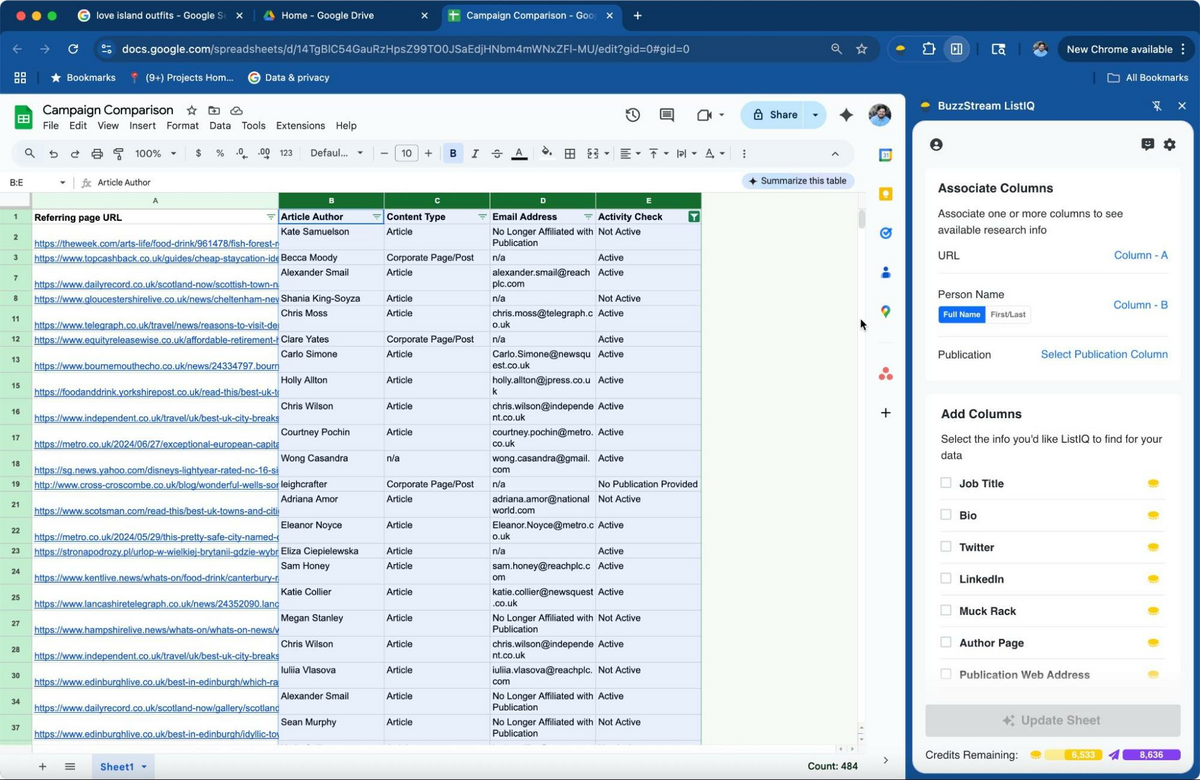 list iq columns added