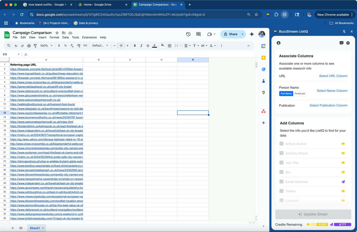 listiq URL list to add (in beta)