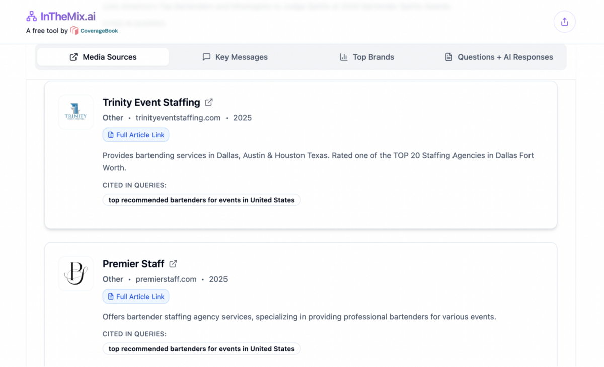 inthemix ai showing the media sources
