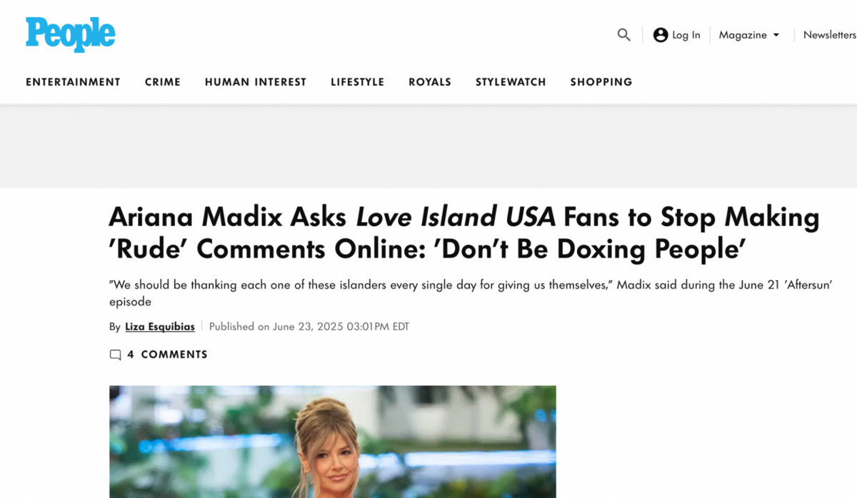 people mag screenshot - ariana madix article