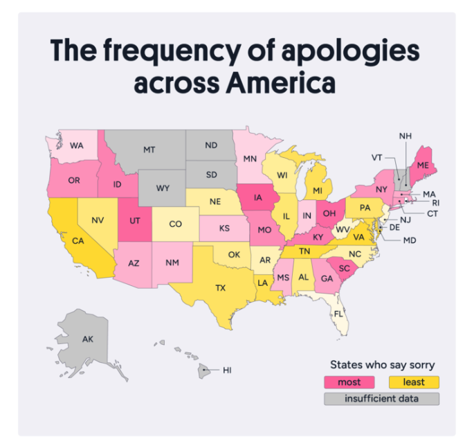 the frequency of apologies across america