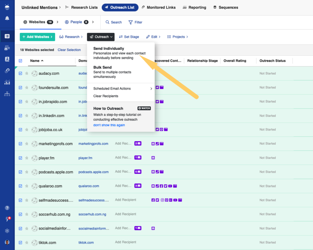 sending individual emails