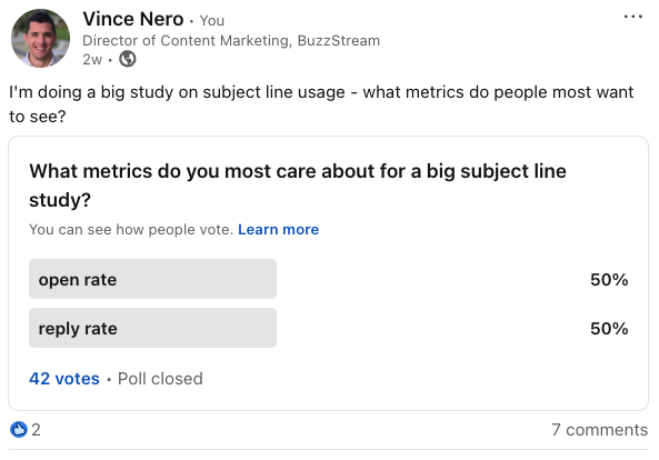 what metrics do you most care about for a big subject line study?