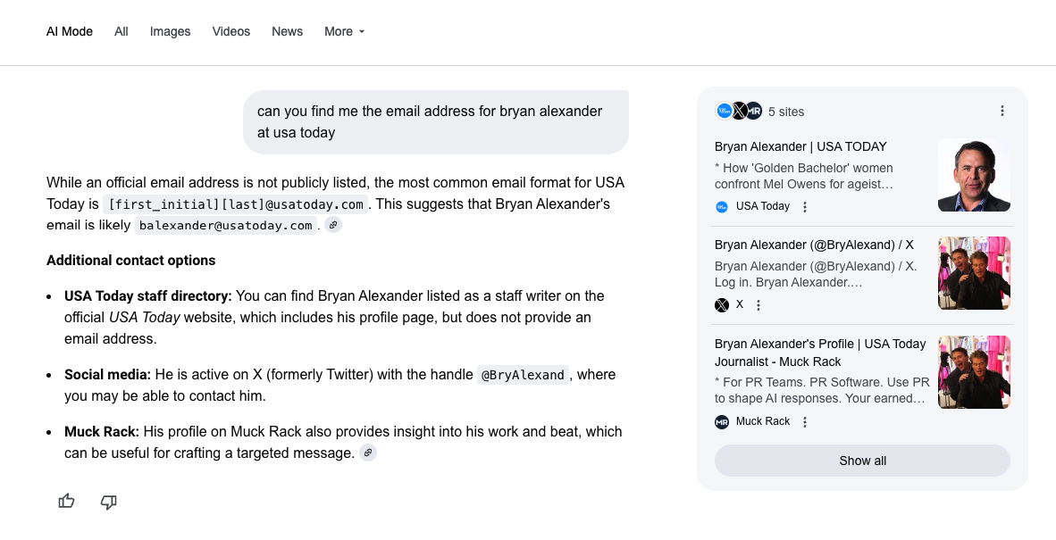 can you find me the email address for bryan alexander at usa today