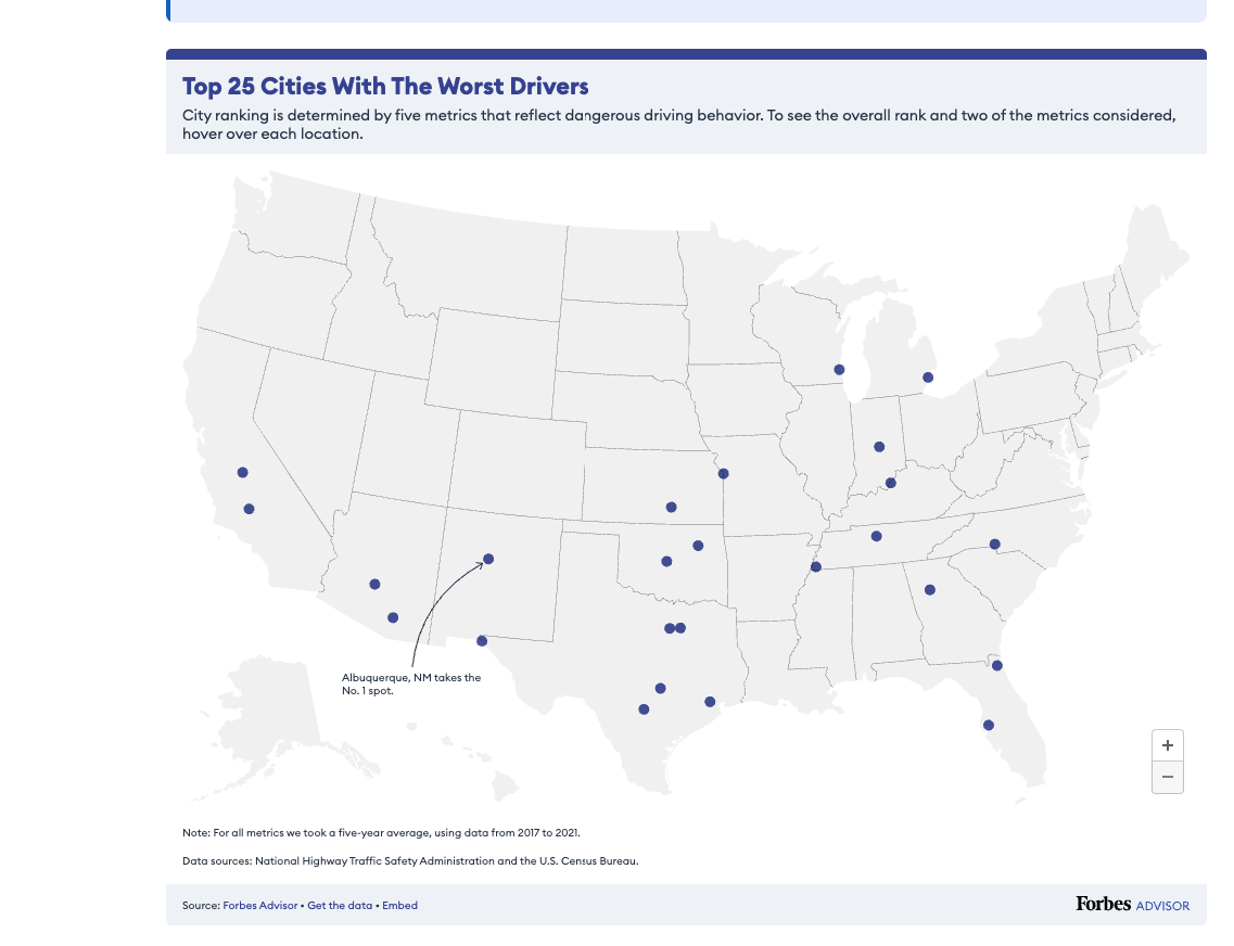top cities with worst drivers
